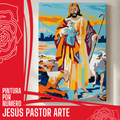 Cuadro para pintar con números "Jesús pastor colorido"