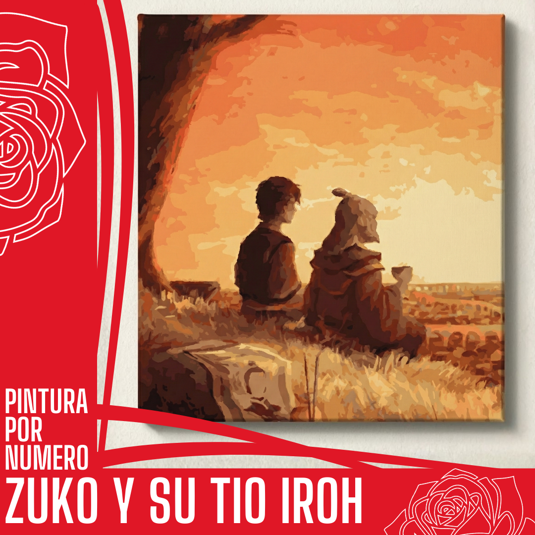 Cuadro para pintar con números "Zuko y su tío Iroh"
