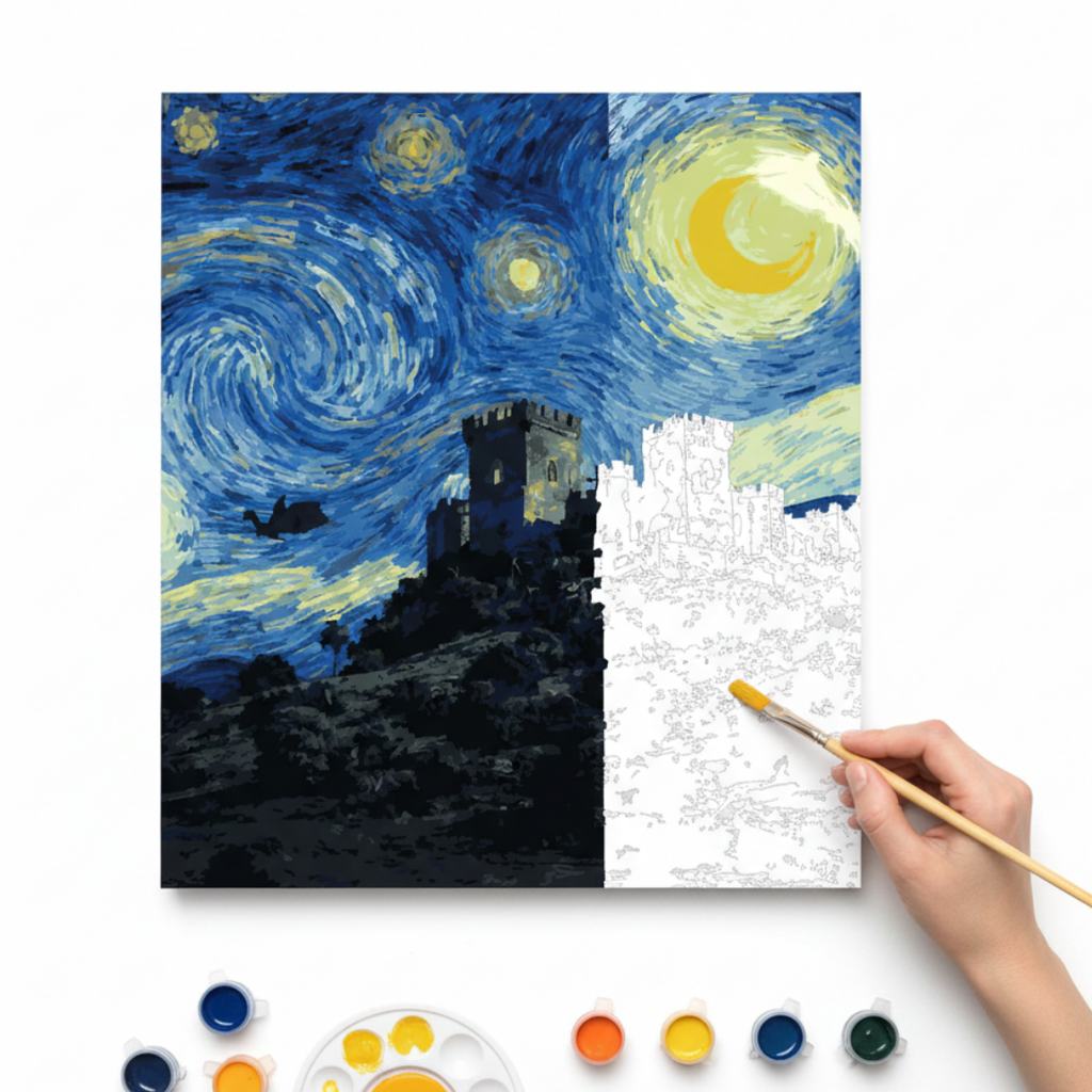Cuadro para pintar con números "Juego de tronos - Versión noche estrellada"