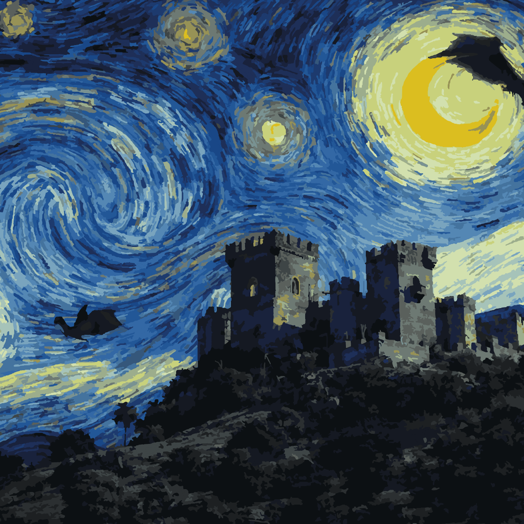 Cuadro para pintar con números "Juego de tronos - Versión noche estrellada"