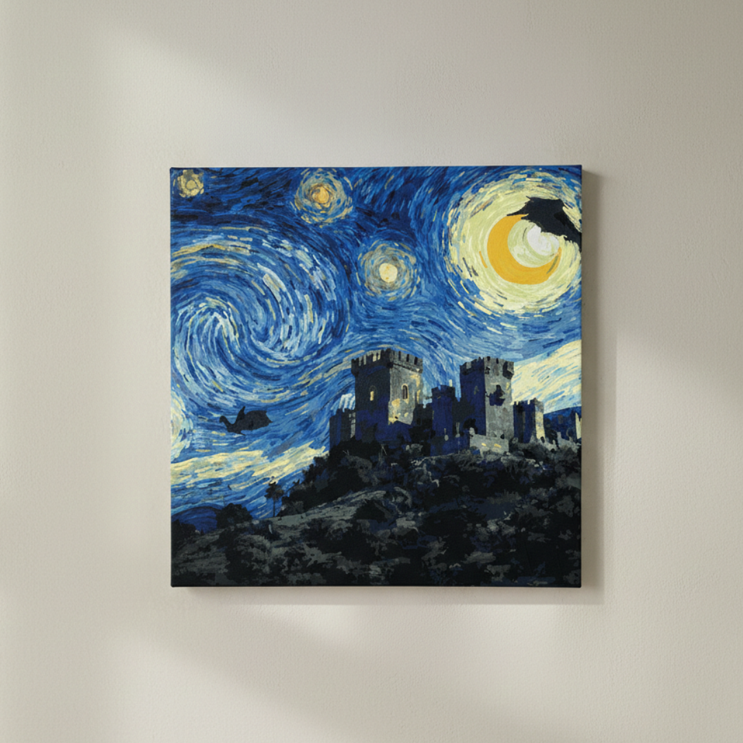 Cuadro para pintar con números "Juego de tronos - Versión noche estrellada"