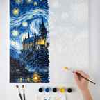 Cuadro para pintar con números "Hogwarts - Versión noche estrellada"