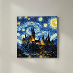 Cuadro para pintar con números "Hogwarts - Versión noche estrellada"
