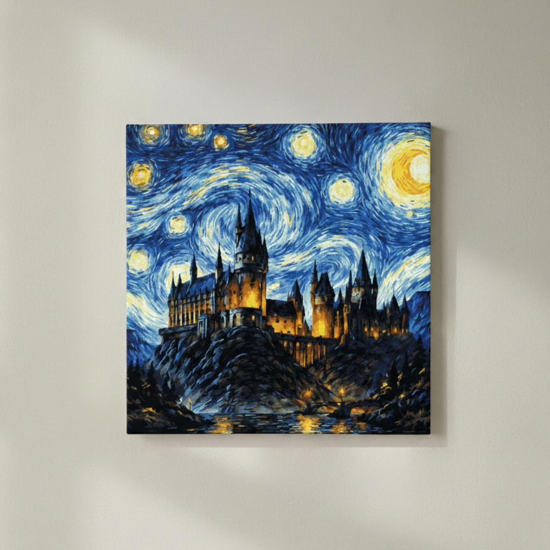 Cuadro para pintar con números "Hogwarts - Versión noche estrellada"